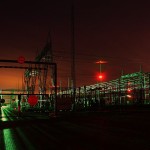 Umspannwerk mit Langzeitbelichtung